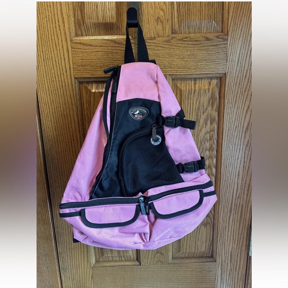 NexPak Tactical Sling Shoulder Hiking Backpack Pink Black Crossbody Travel 21”